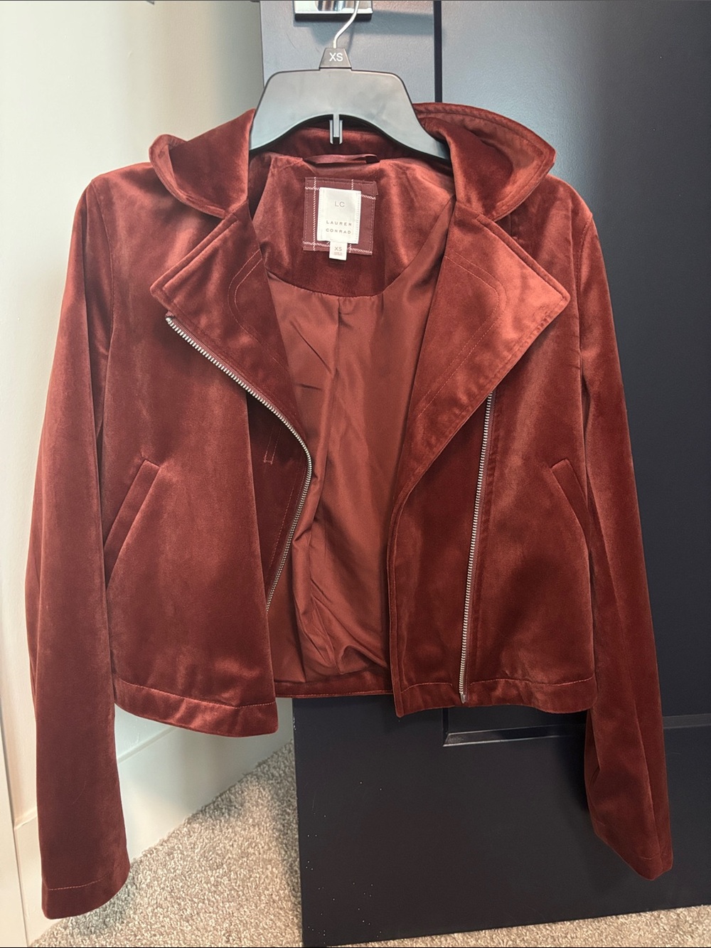 Lauren Conrad Rust-Red Velvet Jacket